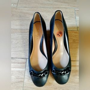 Ralph Lauren leather women shoe 7.5 braided cushioned block heel